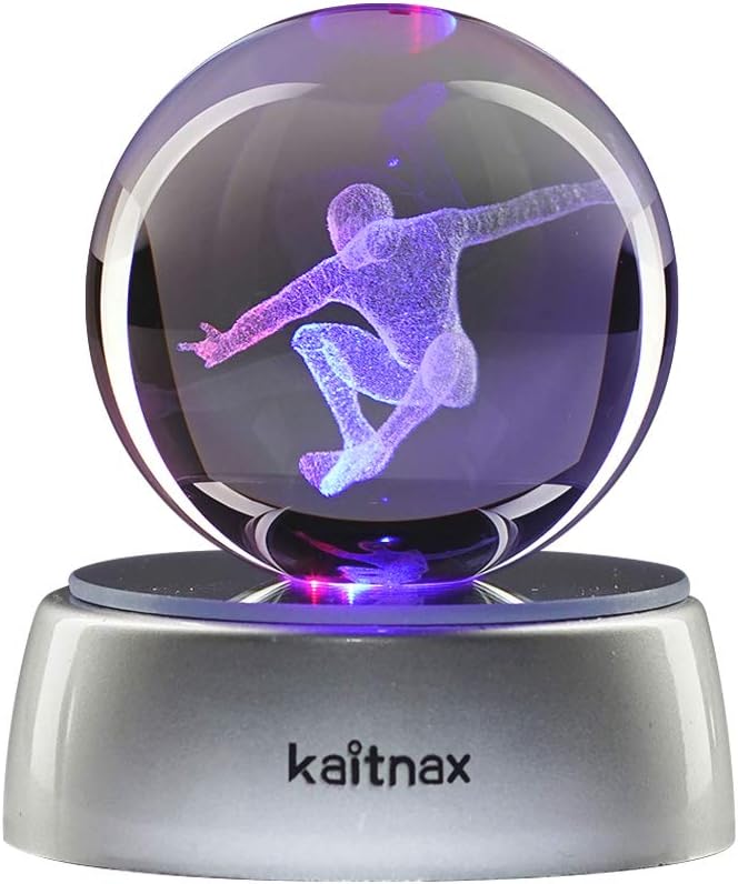 Kaitnax 3D Crystal Ball LED Night Light Table Lamps Change Color Toys Kids Bedroom Game Room Office Décor, Birthday Christmas Gifts for Child Boyfriend Girlfriend (Multi-Colored-SPI)
