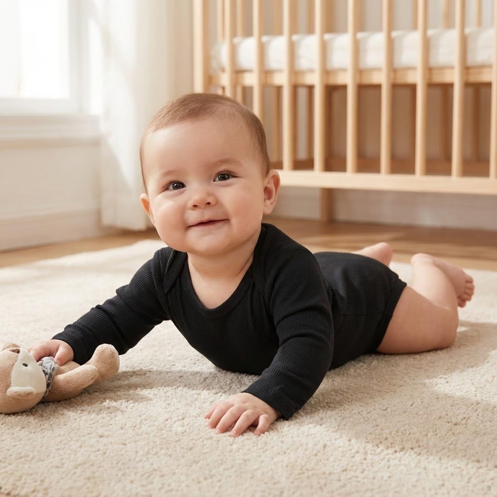 NMK 3-Pack Baby Bodysuits Rayon From Bamboo Short & Long Sleeve Solid Color
