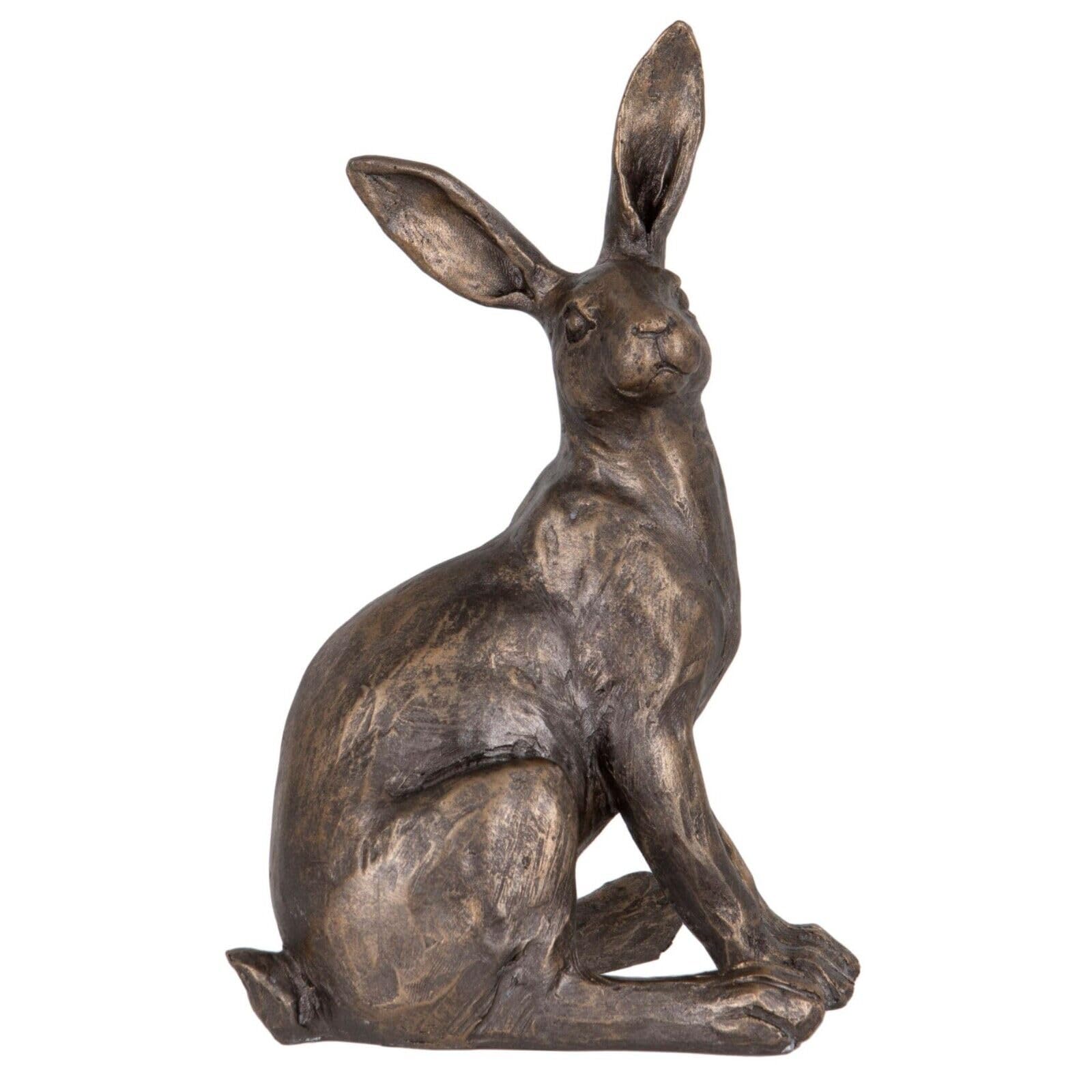 Burgess Home & Garden Bronze Hare Resin Statue In Finish | Bunny Rabbit Home Ornament Indoor Animal
