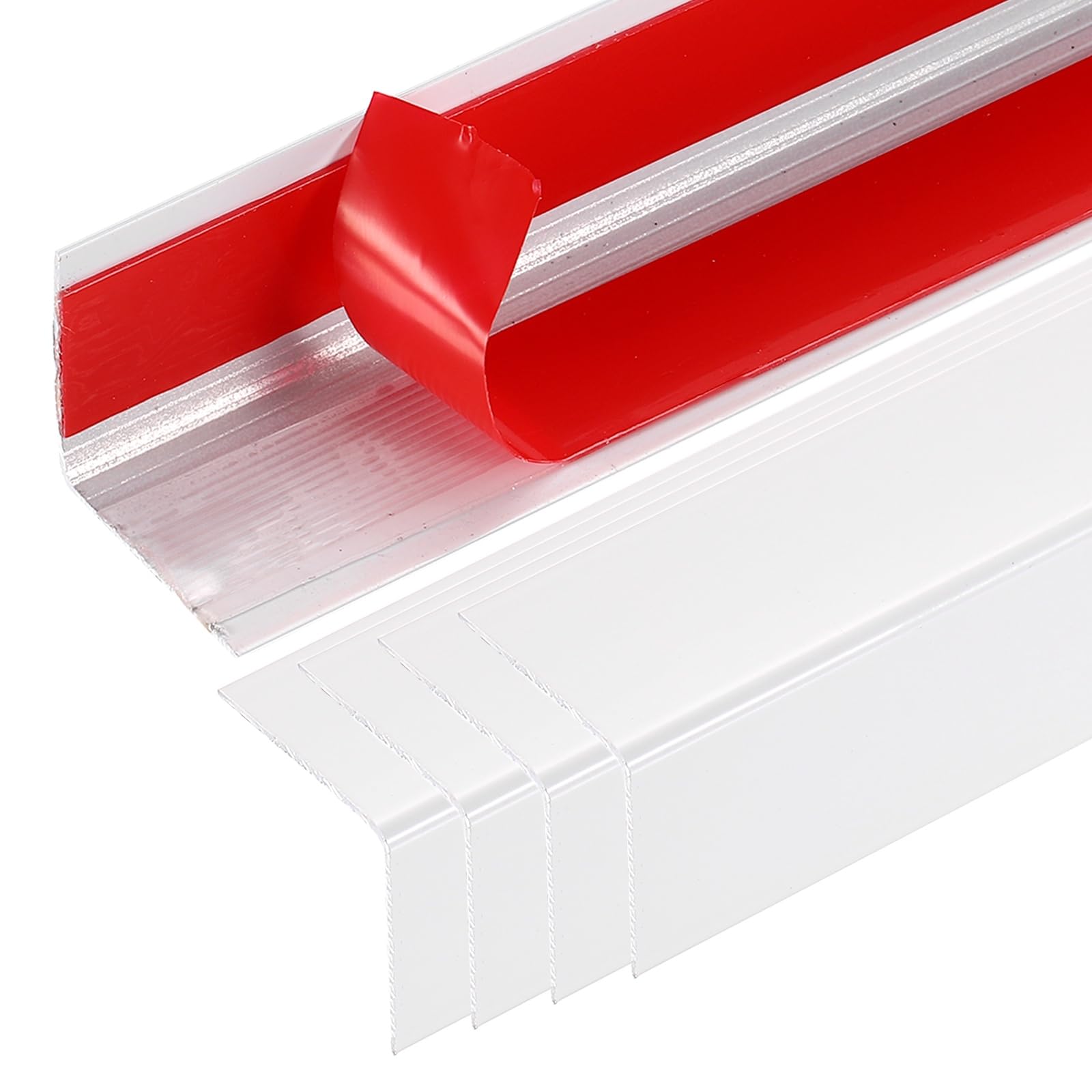 QUARKZMAN 5 Piezas De Protectores De Esquina para Pared 35" X 0.8" Protectores De Esquina De Aluminio Pegar Y Pelar Moldura En Forma De L para Decoración De Bordes De Pared Blanco
