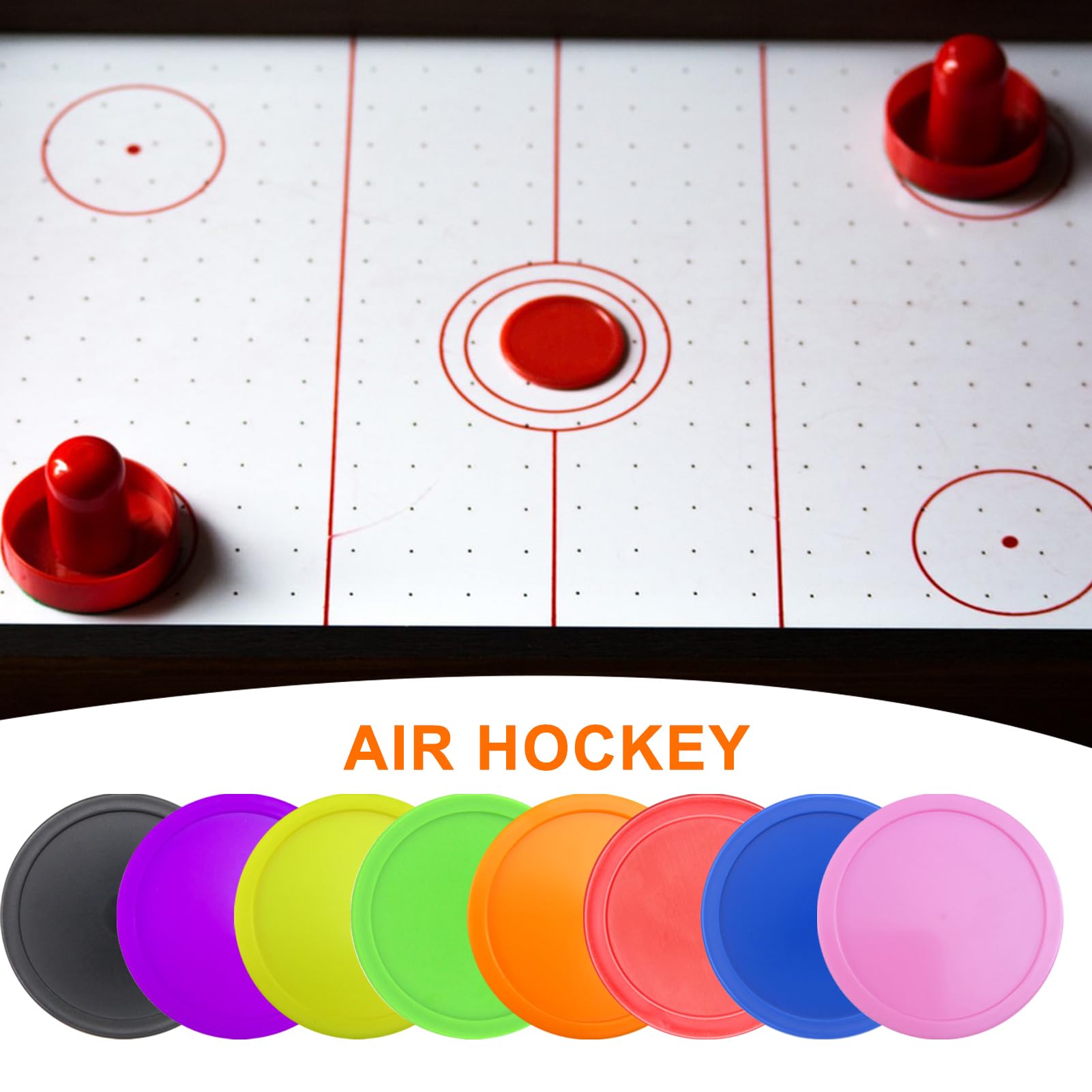 Palets de hockey pneumatique – Lot de 8 petits palets de rechange pour tables de Air Hockey | Matériau ABS robuste avec design coulissant lisse pour jeux d'arcade, table à domicile et jeux récréatifs