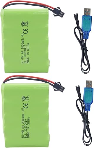 Fytoo 2 unids 6.0 V 2800 mAh AA batería recargable con enchufe SM-2P con cable de carga USB para TB141 TB142 DE37 RC coche juguete truco