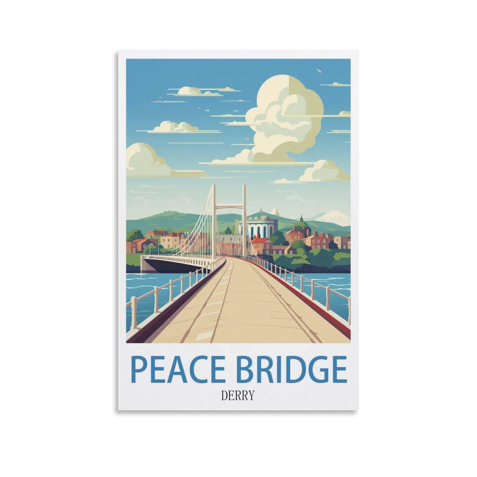 Ezmlfa S124 5D Diamond Art Kits For Beginner,Peace Bridge Derry Crystal Rhinestone Embroidery Craft Kits For Home Wall Decor Gifts, 40X40cm