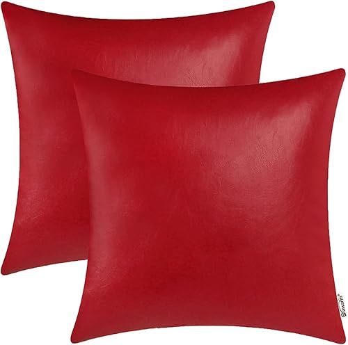 Juego de 2 fundas de almohada BRAWARM para sofá, decoración del hogar, de piel sintética por ambos lados, color liso