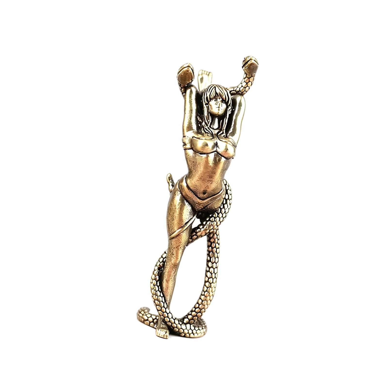 Msioytog Brass Women and Snake Statues Medusa Gorgon Figurines Sculptures Ornament for Home Living Room Decors Collectibles Medusa Gorgon Figurines