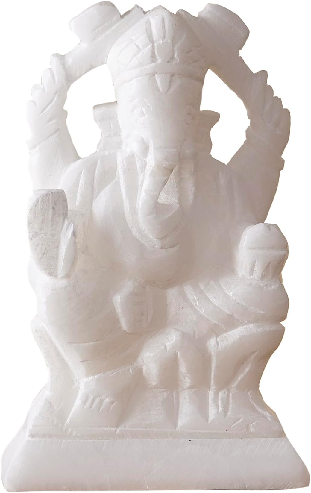 StonKraft Marble Action Ganesh Ganesha Statue Murti Idol (5" Left Trunk), White, Pack Of 1
