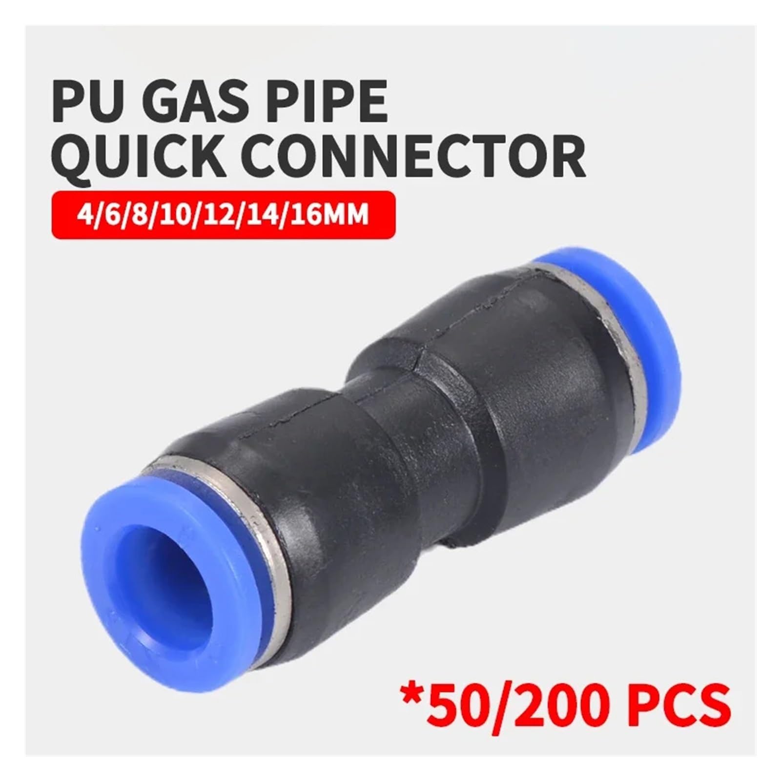 Conectores Neumáticos De Plástico, Manguera De Aire Y Agua De PU, Conector Rápido De Gas Recto A Presión(PU-14,200Pcs)