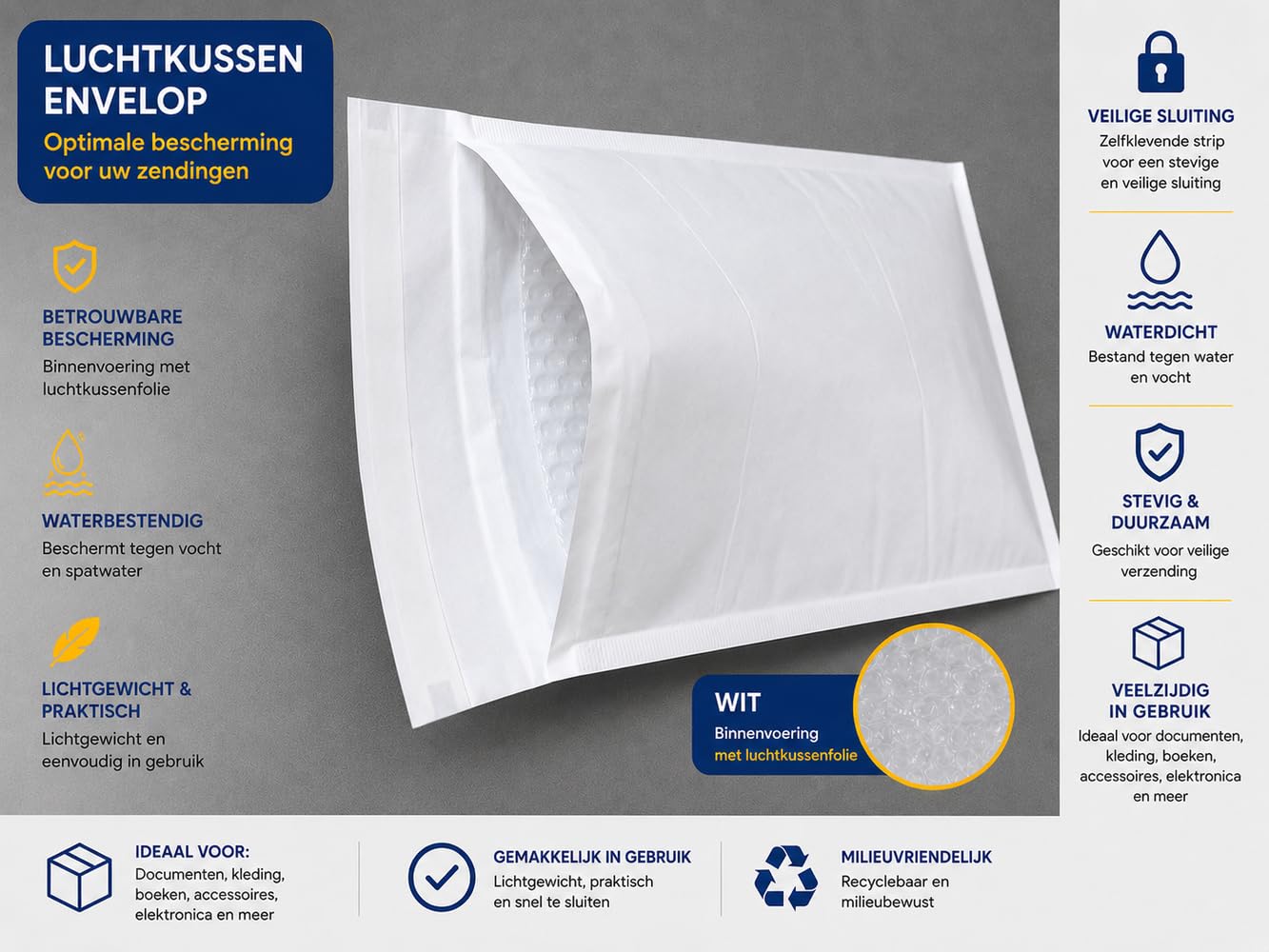 600 białych bąbelkowych kopert poczta wyściełana koperta - E/2 240 x 275 mm - bezpłatna dostawa