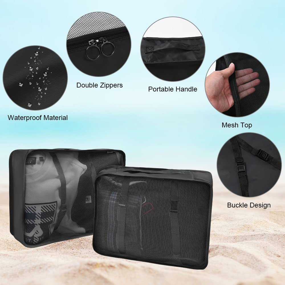OSDUE Organizer Valigia, 9 Pezzi Sistema di Cubo di Viaggio, Separatori Buste Viaggio Travel Organizer, Abbigliamento Intimo Calzature Organizzatori Sacchi Valigia di Stoccaggio Set Nero