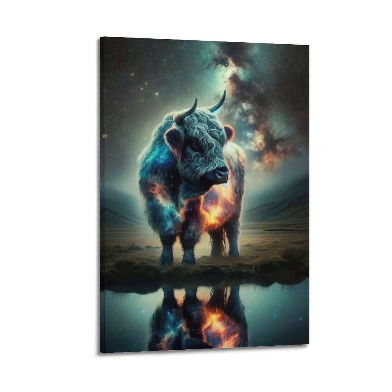 ZSZWHJ Animal Poster Cattle on The Prairie Artwork Poster Decorative Painting Canvas Wall Posters And Art Picture Print Modern Family Bedroom Decor Posters 08x12inch(20x30cm)