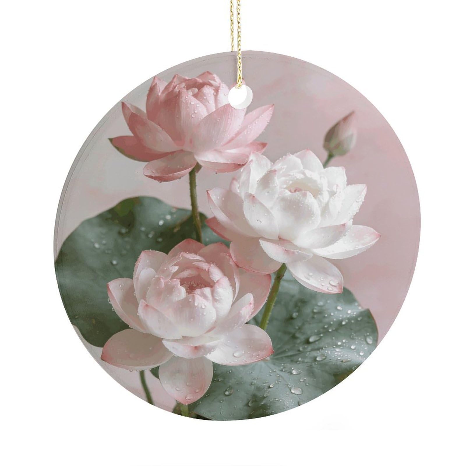 Fodpand Women's Style Lotus Floral Ceramic Christmas Ornament,Wall Hanging Decor Windows Hanging Decor Best Friend Birthday Gifts, Friendship Gifts Car Hanging Ornament Gift For Girls, Teachers 2.9 In