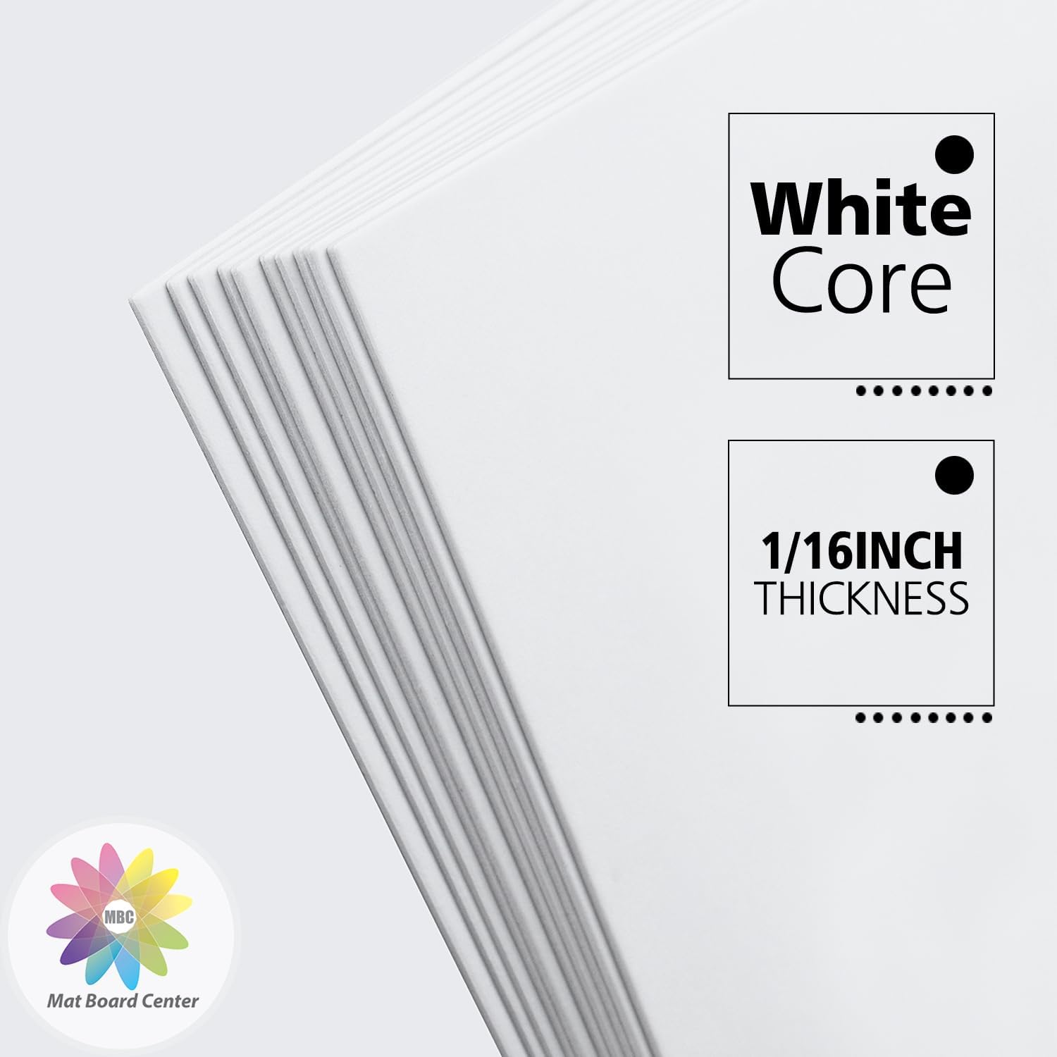 Matte Board Center, 10 Stück, 15,2 x 20,3 cm, ungeschnittene, weiße Farbe, säurefrei, 4-lagig, dicker weißer Kern, ideal für Bilder, Fotos, Rahmenrückseite