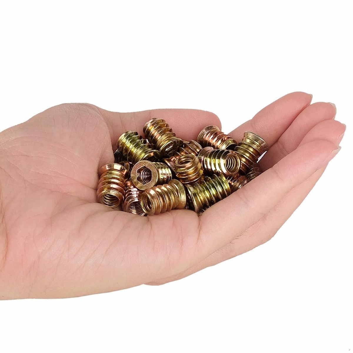 Dadi esagonali flangiati M6 M8 M10 in lega di zinco e ferro interno in acciaio al carbonio con filettatura esagonale per mobili in legno (5/10 pezzi) (10 pezzi, M8 x 17 mm)
