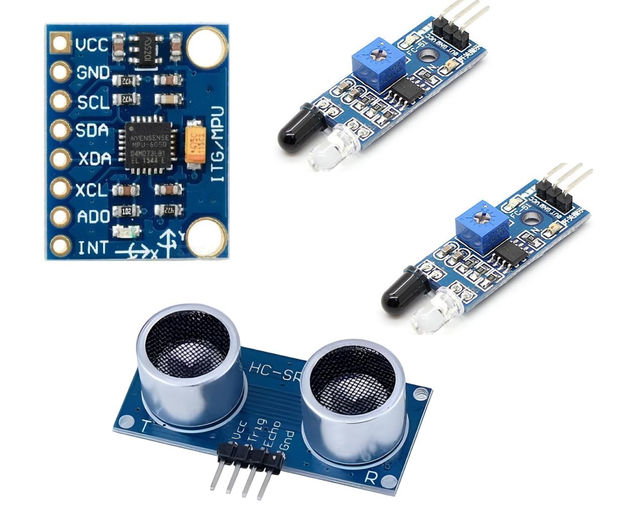 Combo of Ultrasonic HC SR-04, MPU 6050 I2C Accelerometer Gyroscope and 2 quantity of IR Sensor-image-18