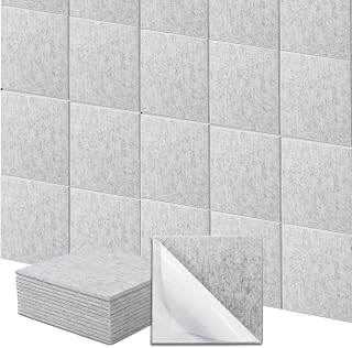 Japard Sound Absorbing Panels 12 Pack Gray12"x12"x 0.4" Thick Wall Ceiling Door Acoustic Treatment High-Density Deadening For Home Office Studio
