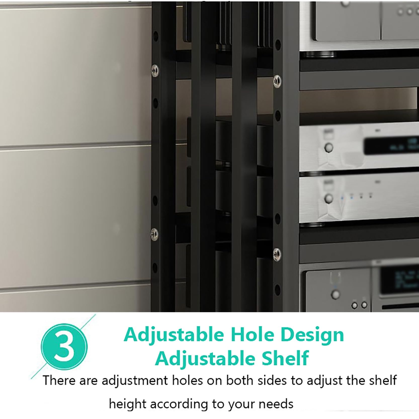 Scaffale per dischi in vinile multistrato HiFi nero, rack di archiviazione audio per dischi e apparecchiature in vinile, elegante espositore per amanti della musica e collezionisti