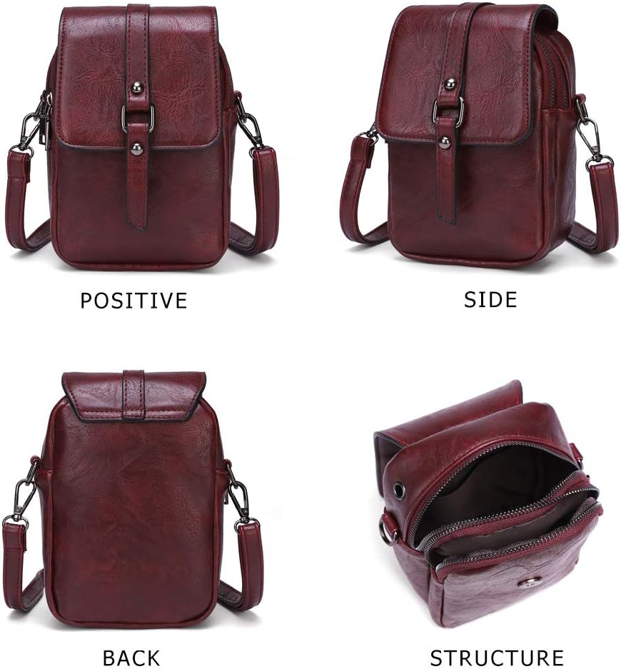 myfriday Small Leather Crossbody Bag for Women with Guitar Strap Mini Crossover Bags & Shoulder Purses with 2 Card Slots - Image 6