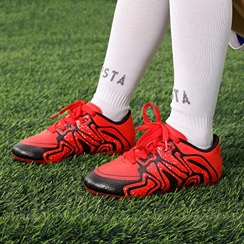 Dream Pairs Boys Girls 160472-K Red Black Silver Soccer Football Cleats Shoes Size 13 M Us Little Kid #TOP4