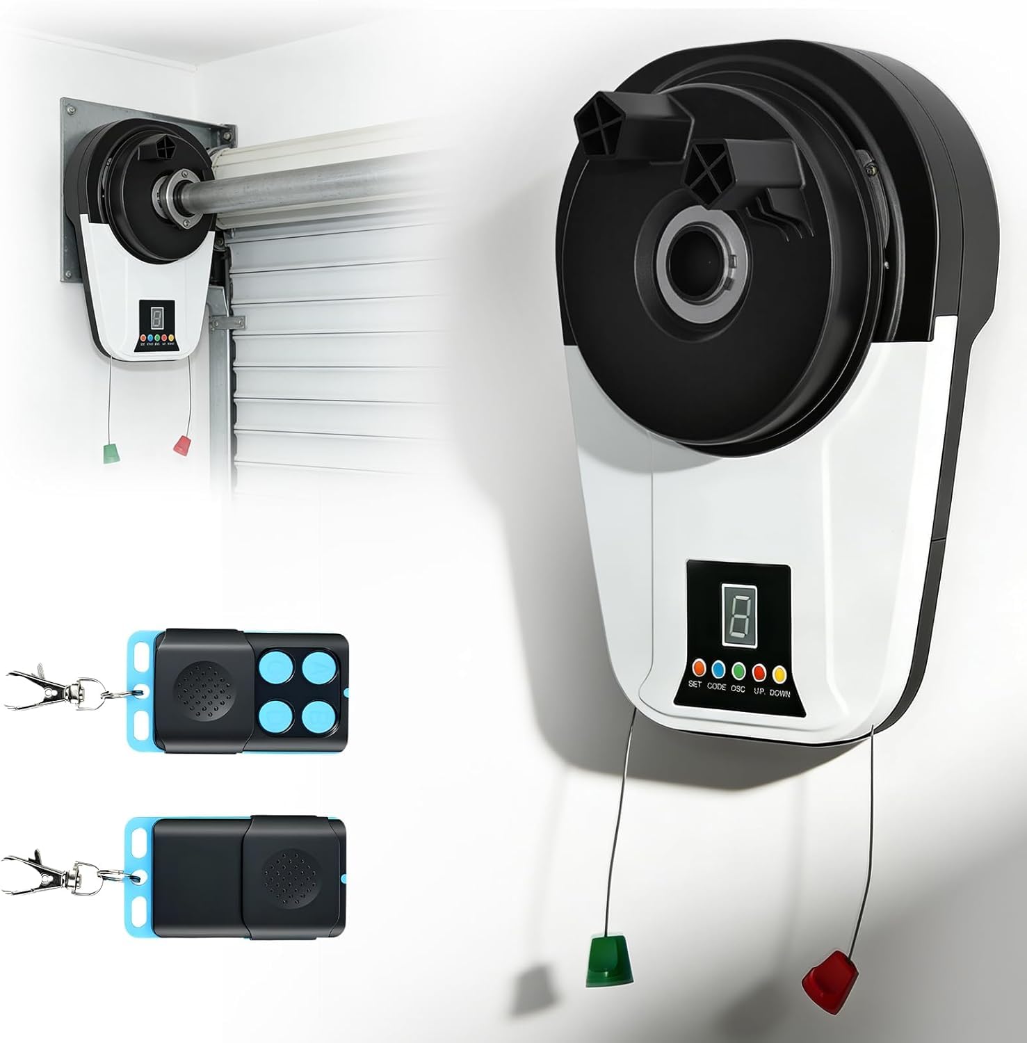 NBYTLT Automatic Roll Up Door Opener, 110V Commercial Roll Up Garage Door Opener with 2 Remotes(Batteries not Included), Powerful 800N Motor Rollup Door Opener for 22M² Roller Shutter, Warehouse