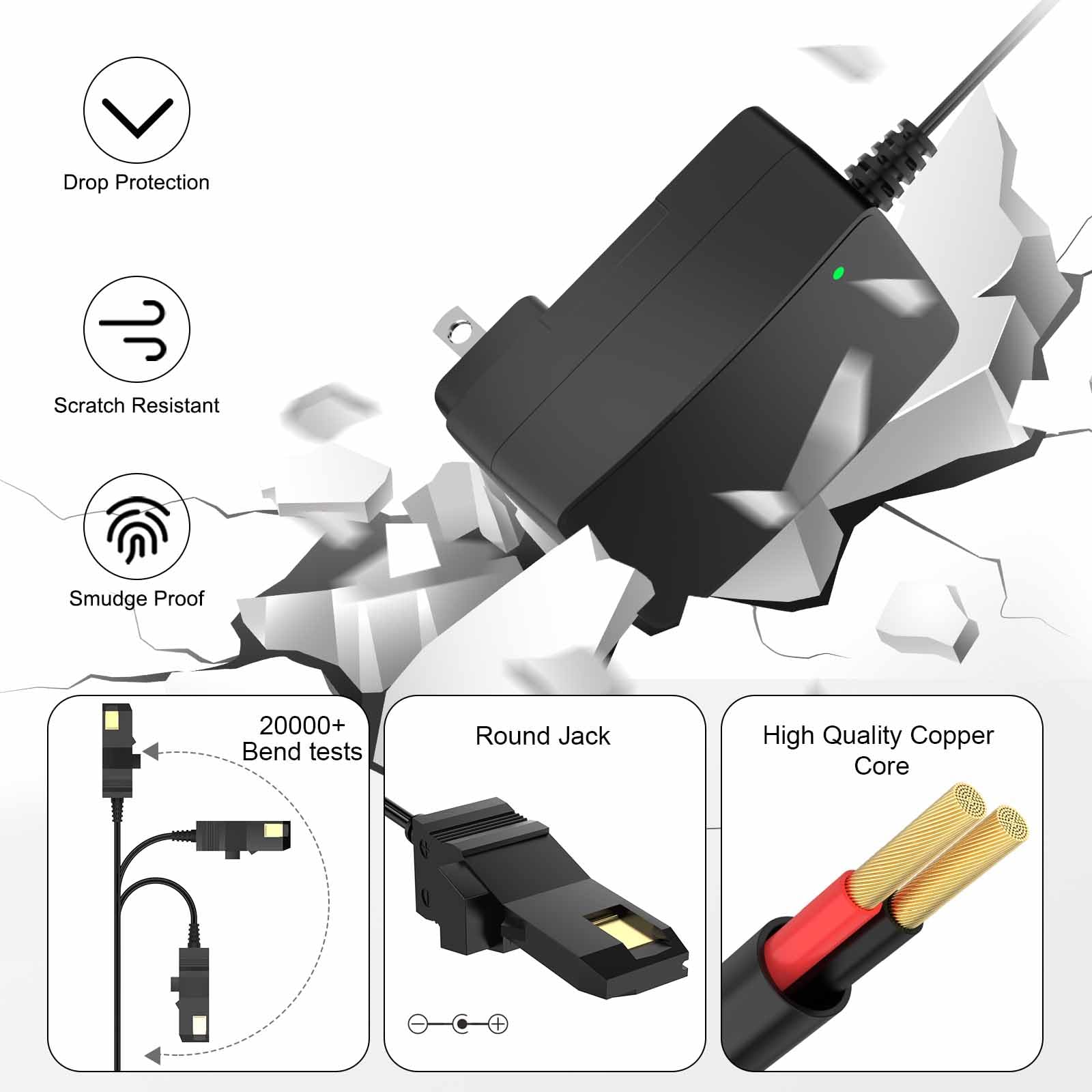 Cargador de batería de 12 V para ruedas eléctricas, cargador de repuesto de 12 voltios para juguetes Fisher Price Ride On con batería gris y batería superior naranja, cuenta con indicador LED 4