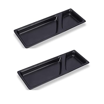 Melamine Plate with 2 Compartments- Pack of 2, Black Color, 28 * 10 cm