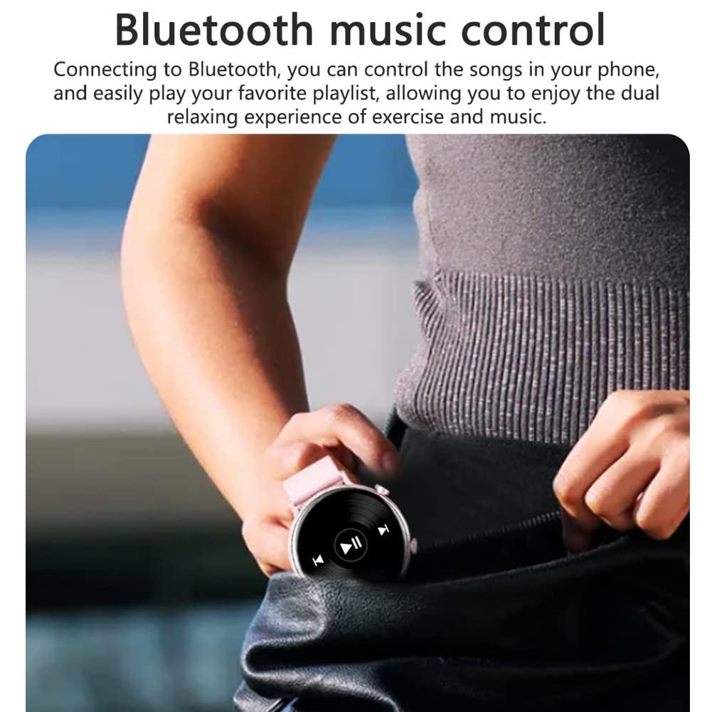 Inteligentny zegarek, tracker fitness z funkcją Bluetooth i odbieraniem połączeń, 1,3-calowy inteligentny zegarek z pełnym ekranem dotykowym okrąg Android iOS krokomierz dla kobiet mężczyzn monitor snu krokomierz (czarny)