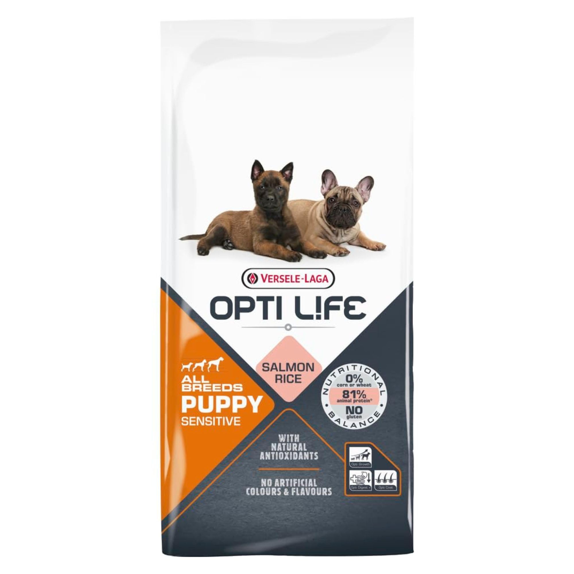Opti Life Puppy Sensitives - Croquettes monoprotéiques au Saumon pour Chiots de Toutes Tailles 2,5 kg