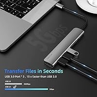 Vista 6 de WALNEW Hub USB C con HDMI 4k, entrega de energía de 100 W, lector SD/TF, puertos de datos USB 3.0, adaptador multipuerto USBC 7 en 1, Thunderbolt 4