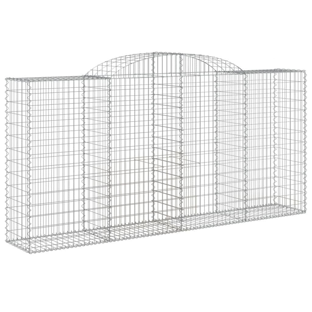 Yngbhfnop Silver Arched Gabion Baskets 10 Pcs 300X50x140/160 Cm Galvanised Iron Corrosion-Resistant Sound Barrier For Garden Decorative Retaining Wall Fence With 3.5 Mm Wire
