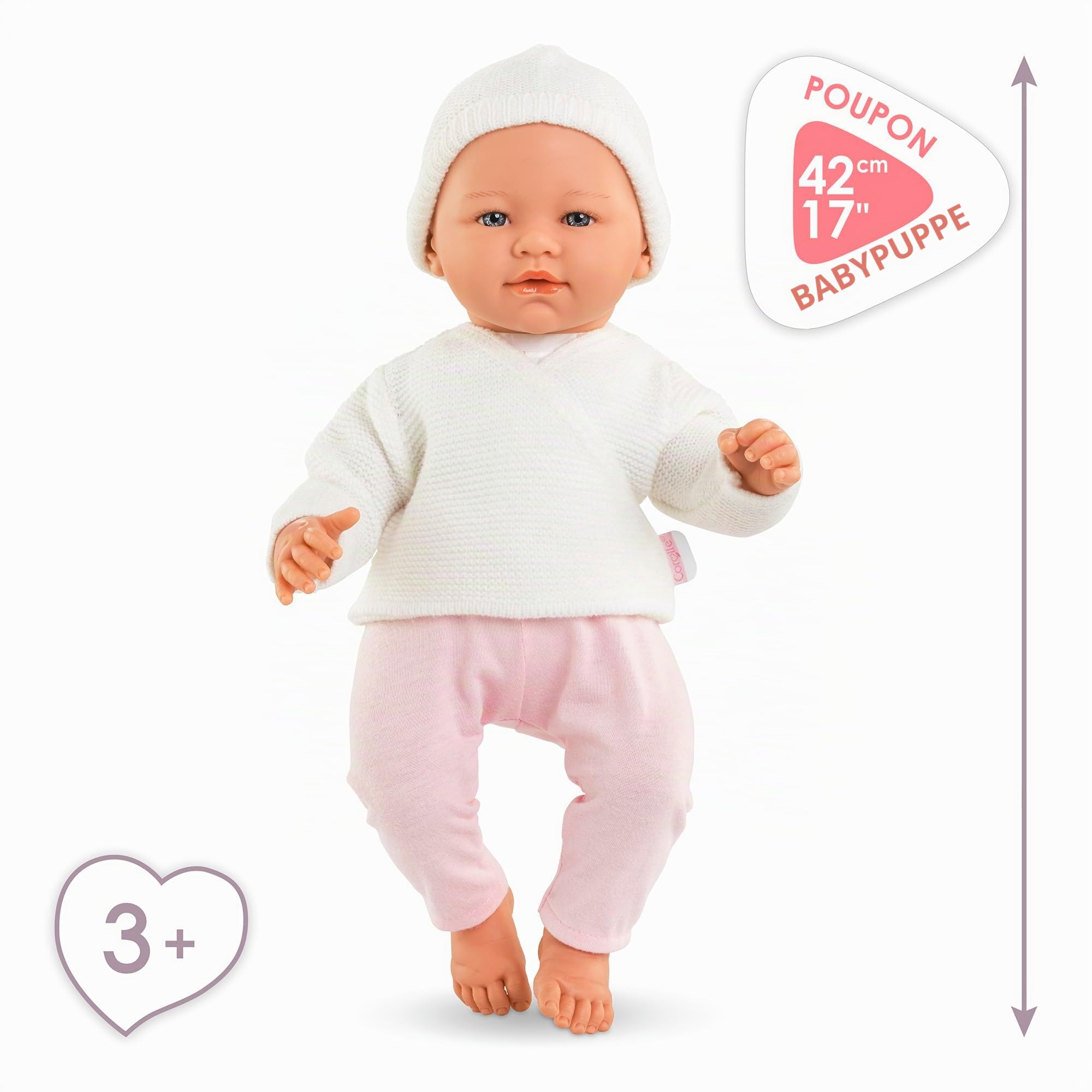 Corolle Mon Grand Poupon - Babypuppe 42 cm, realistische Weichkörper-Puppe mit Vanilleduft & Schlafaugen – ab 3 Jahren – lebensechte Spielpuppe für Rollenspiele, Puppenzubehör & Geschenk Mädchen