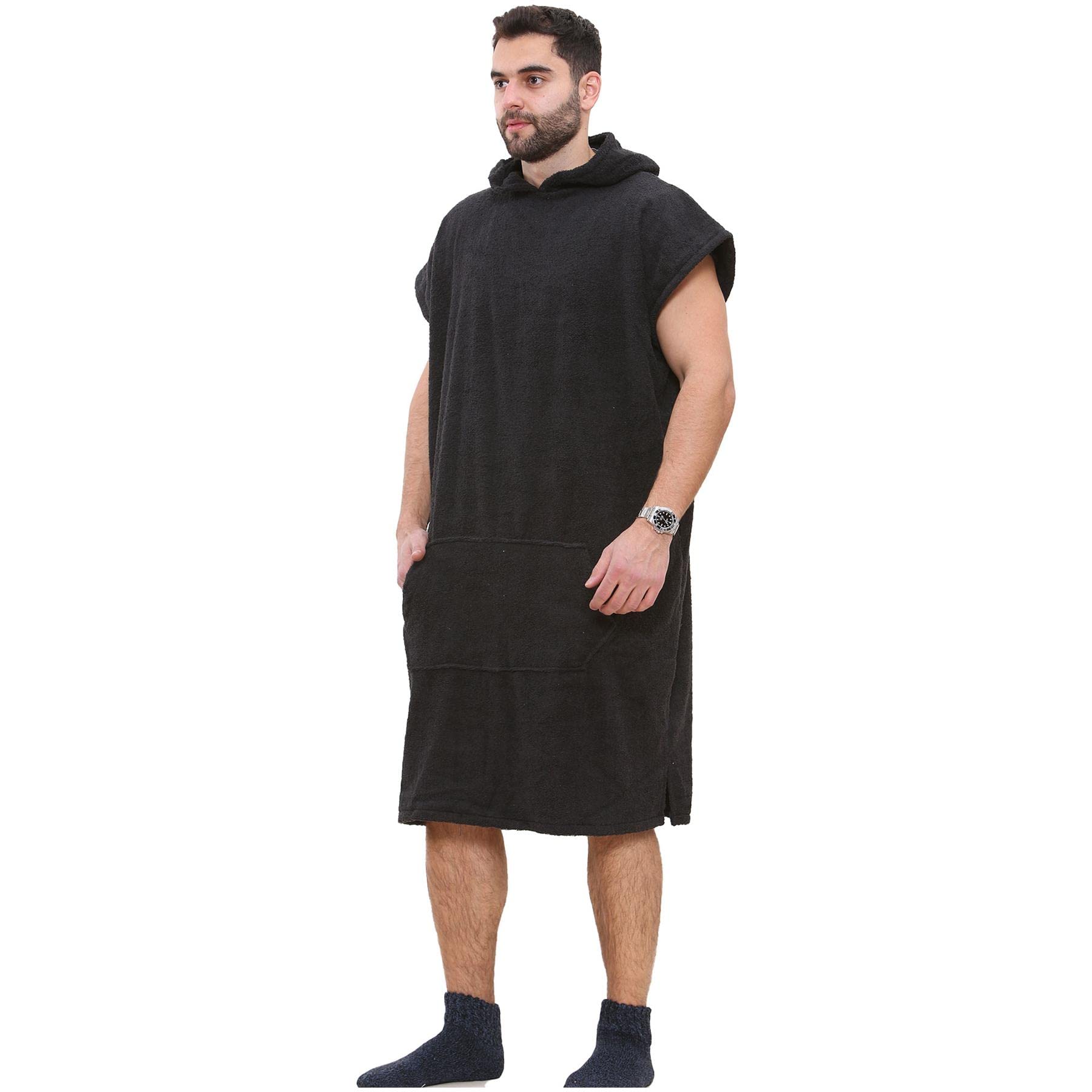 A2Z Adultes Serviette Poncho Peignoir Doux Plage Bain Maillot De bain Peignoir Femmes Hommes Hommes 100% Coton Doux Capuche Plage Bain Natation Surf Sports nautiques Peignoir Petit Moyen Grand XL XXL