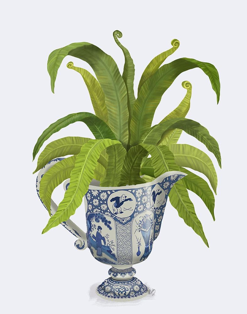 Chinoiserie dzbanek i paproć plakat nadruk - Funky Fab (18 x 24)