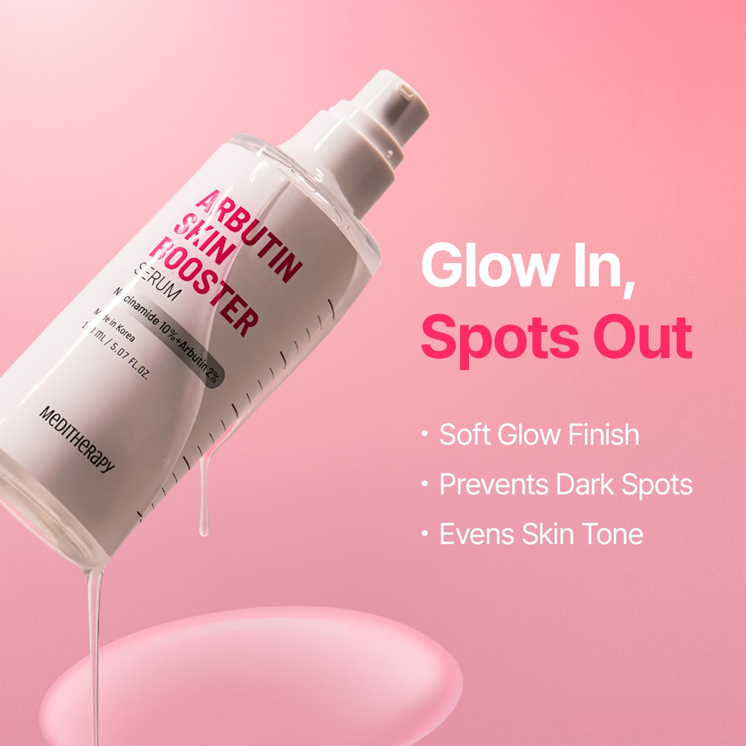 MEDITHERAPY Arbutin Skin Booster Serum for Face 5.07 fl. oz - Korean Face Serum with 10% Niacinamide and 2% Arbutin - Alpha Arbutin Targets Dark Spot, Evens Skin Tone - Gentle on Sensitive Skin - Image 4