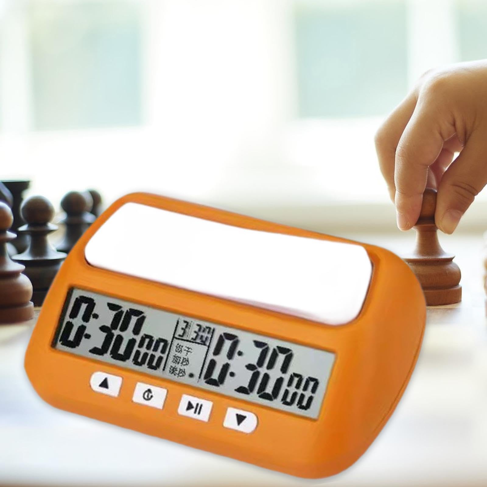 Cronometro per Scacchi per Partite Internazionali - Orologio da Gioco con Funzione di Memoria, Arancione