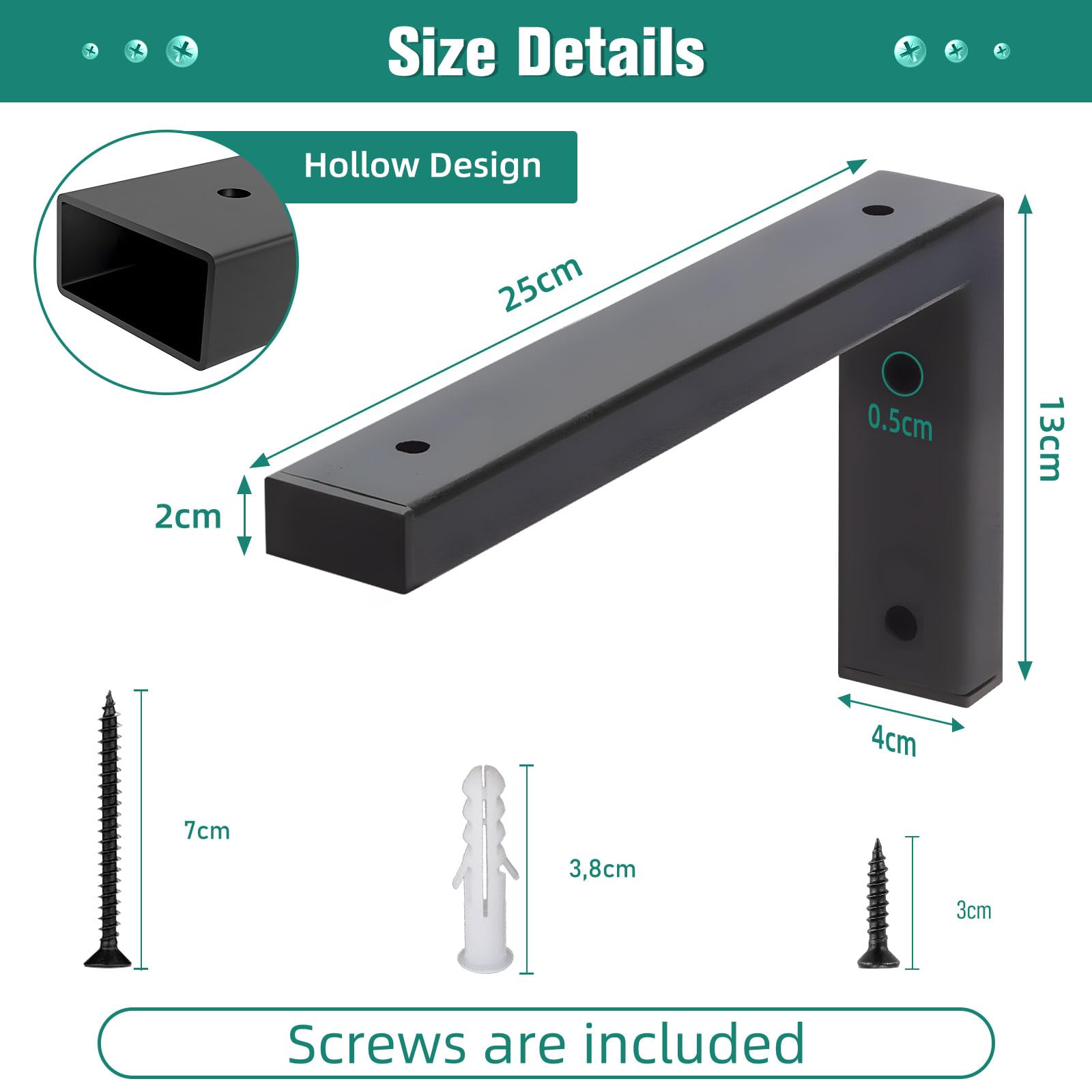 MLOQI 4 Pack Black Shelf Brackets Heavy Duty, Scaffold Board Shelf Bracket,Countertop Bracket, Wash Basin Bracket - Image 2
