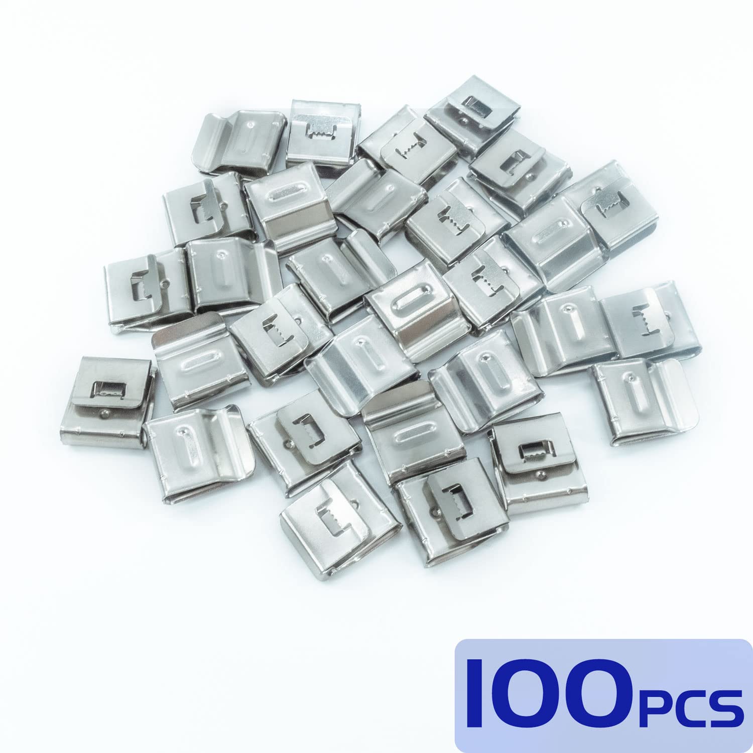100pcs Solarpanel Kabelklemmen Photovoltaik Kabelklemmen, Edelstahl Anhänger Drahtklemmen für elektrische Kabel-Management