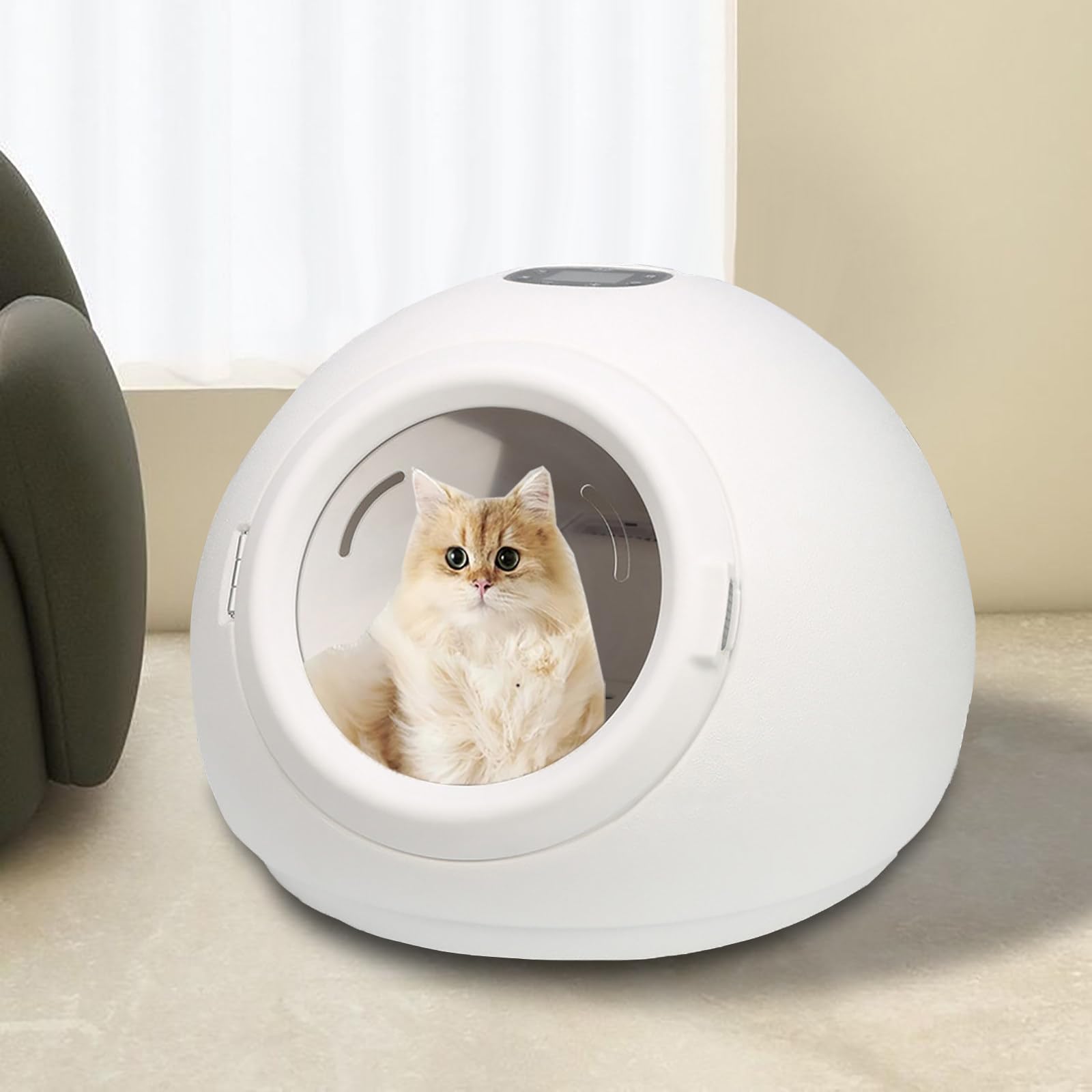 Automatische Haustier Trocknungsbox, Extrem Leise Hunde-Trocknungsbox für Katzen und Kleine Hunde, mit Einstellbarer Temperatur und Zeitsteuerung und 360 Warmem Wind,220V
