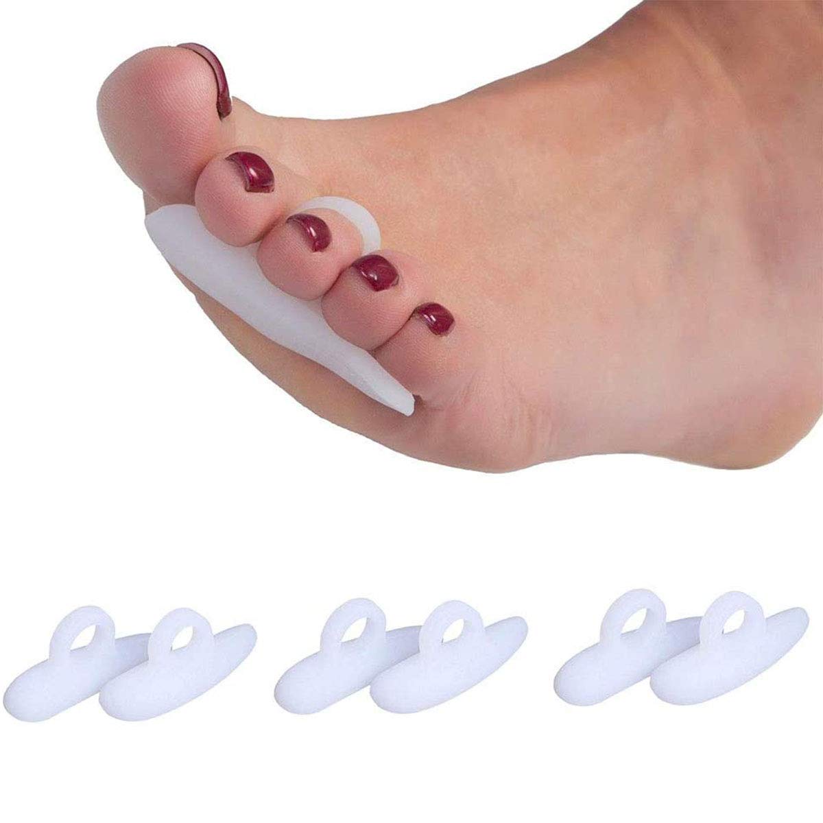 PEDIMENDSilicone Gel Single Loop Toe Crest Pad (3PAIR - 6PCS) | Hammer Toe Straightener | Toe Straightener for Curled, Curved, Claw & Mallet Toe Relief | Unisex | Foot Care
