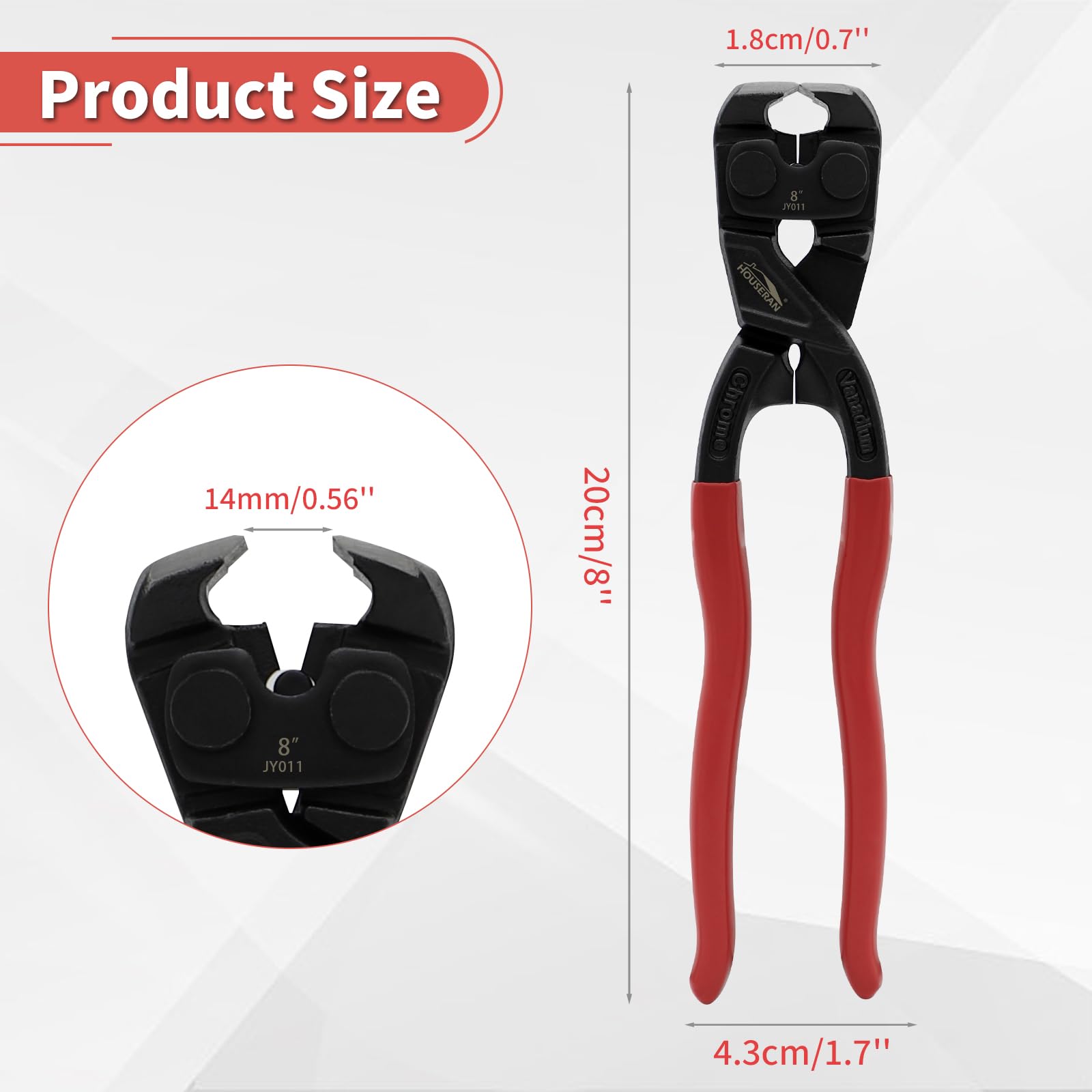 HOUSERAN 8 Inch End Cutting Pliers, Heavy Duty Nail Puller Pliers, CRV End Nippers, Carpenters Pincers - Image 2