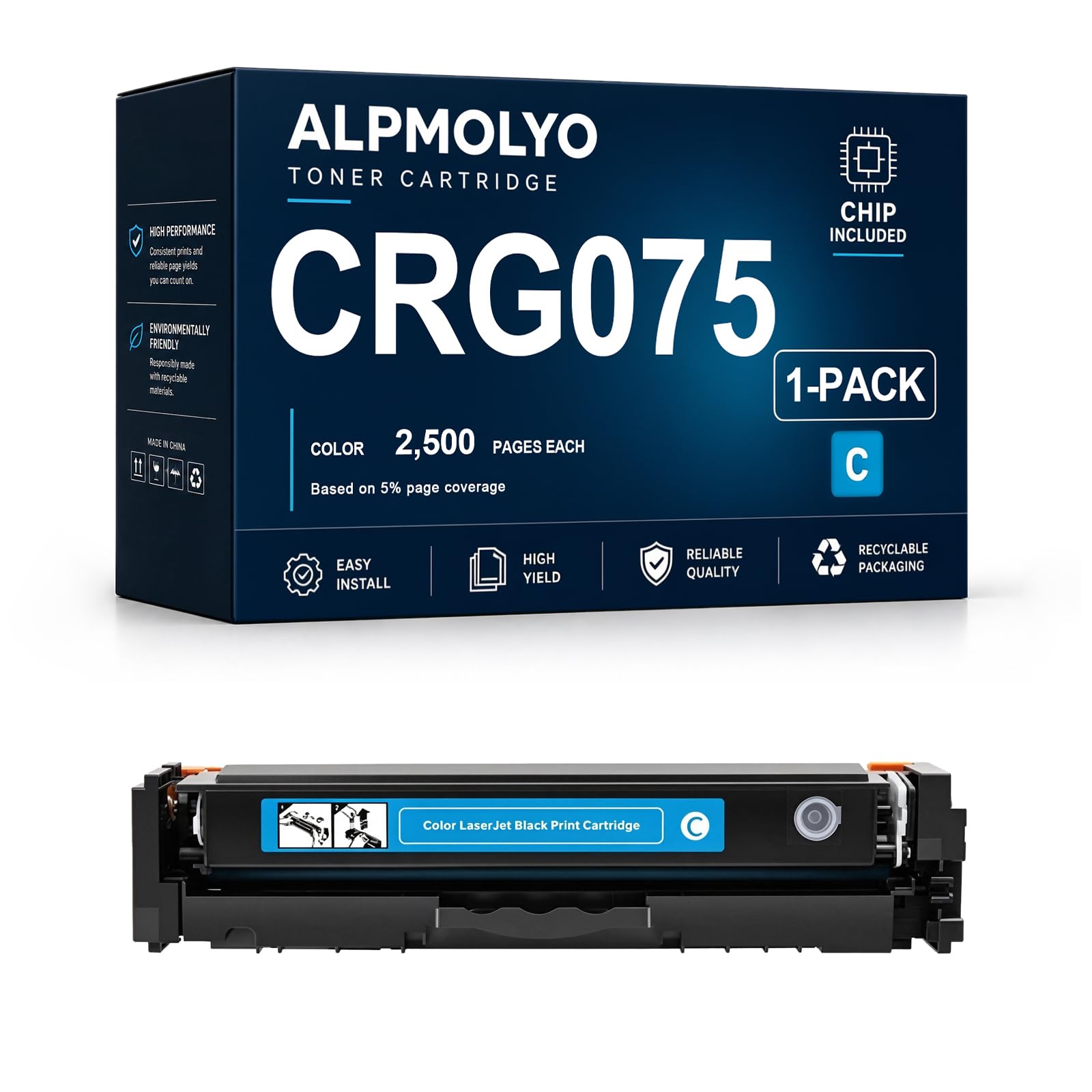 CRG075 Sostituzione della cartuccia di toner ad alta resa per CRG075HK/C/M/Y, compatibile con Canon Color imageCLASS LBP646Cdw/LB647Cdw/MF662CdW, con chip
