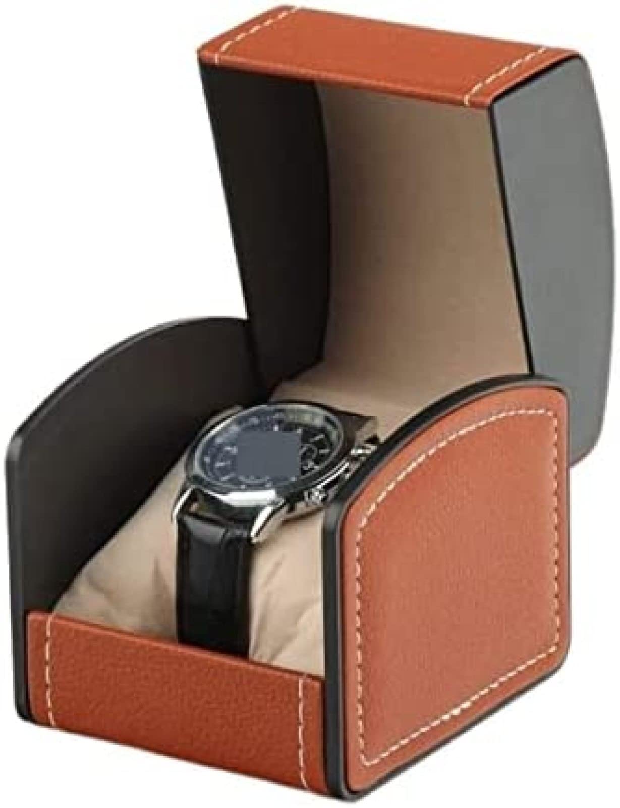 YNBSHGAA Jewelry Box Travel Watch Case Single Slot Watch Box Leathery Jewelry Storage Case Jewelry Bracelet Display,Brown,9X10X8cm,Brown-9X10X8cm
