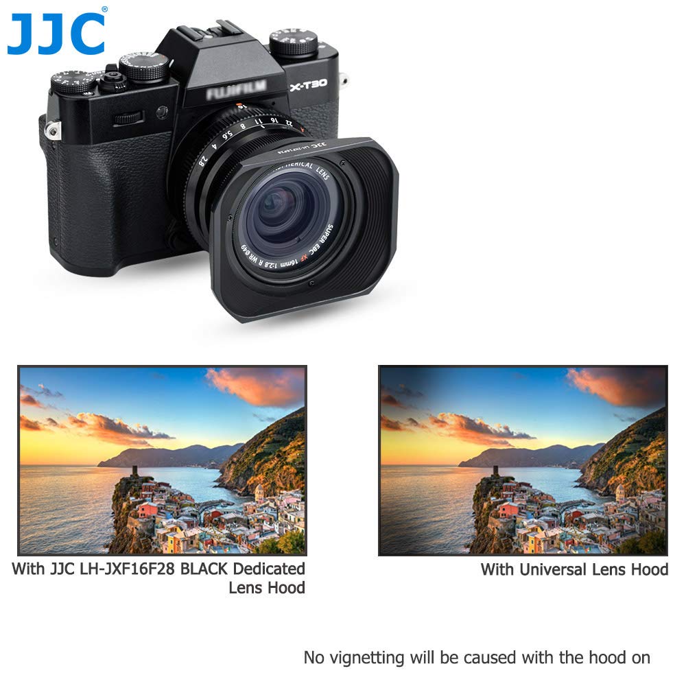 JJC Bagnetowa Osłona Przeciwsłoneczna LH-JXF16F28 Do Obiektywu Fujinon XF 16 mm F2.8, Kompatybilna z FUJIFILM XF f/2.8 R WR z Suwakiem