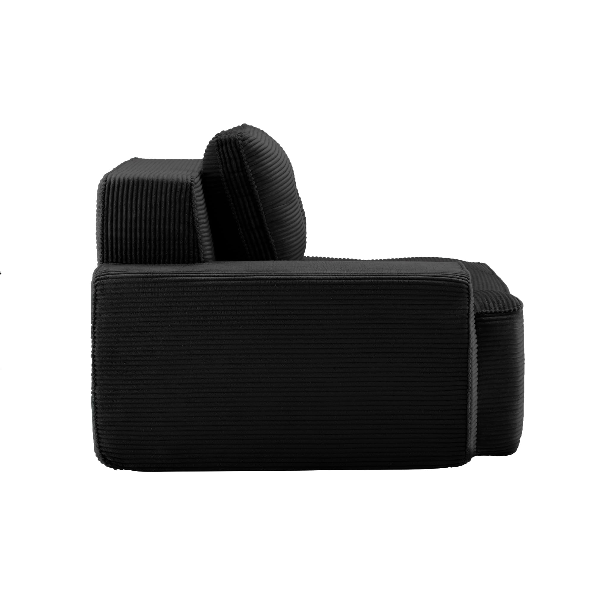 Schwarzes modulares Cord-Sofa – Wolken-Einzelsitz, 32D-Kaltschaumkissen, tiefer Sitz, rutschfeste Unterseite, Plüsch, Wohnzimmermöbel, gemütliches und stilvolles Design