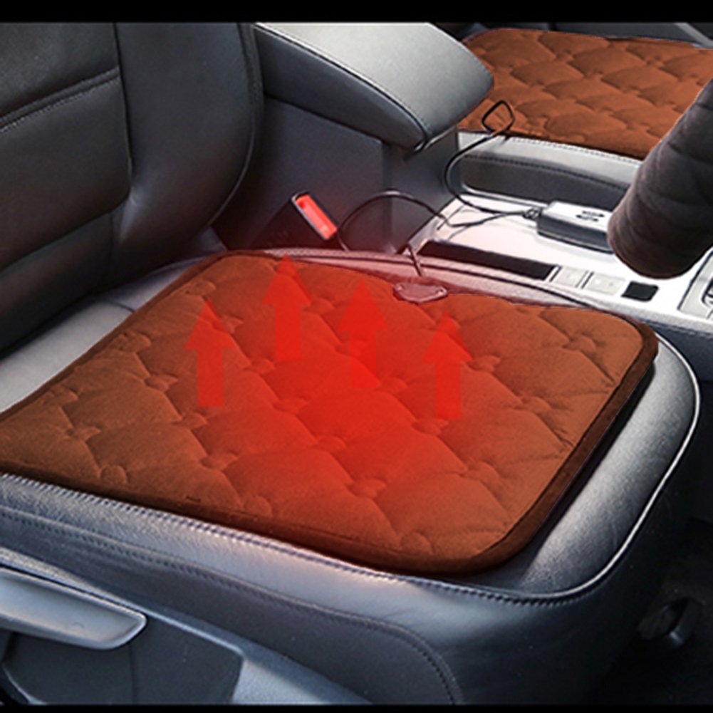 Lucky-all star Comfortable Quick Warming Heated Car Seat Cushion Pad Auto 12V Heater Warmer Pad Hot Cover Automobile Heating Mat for Cold Weather and Winter Driving (Coffee)