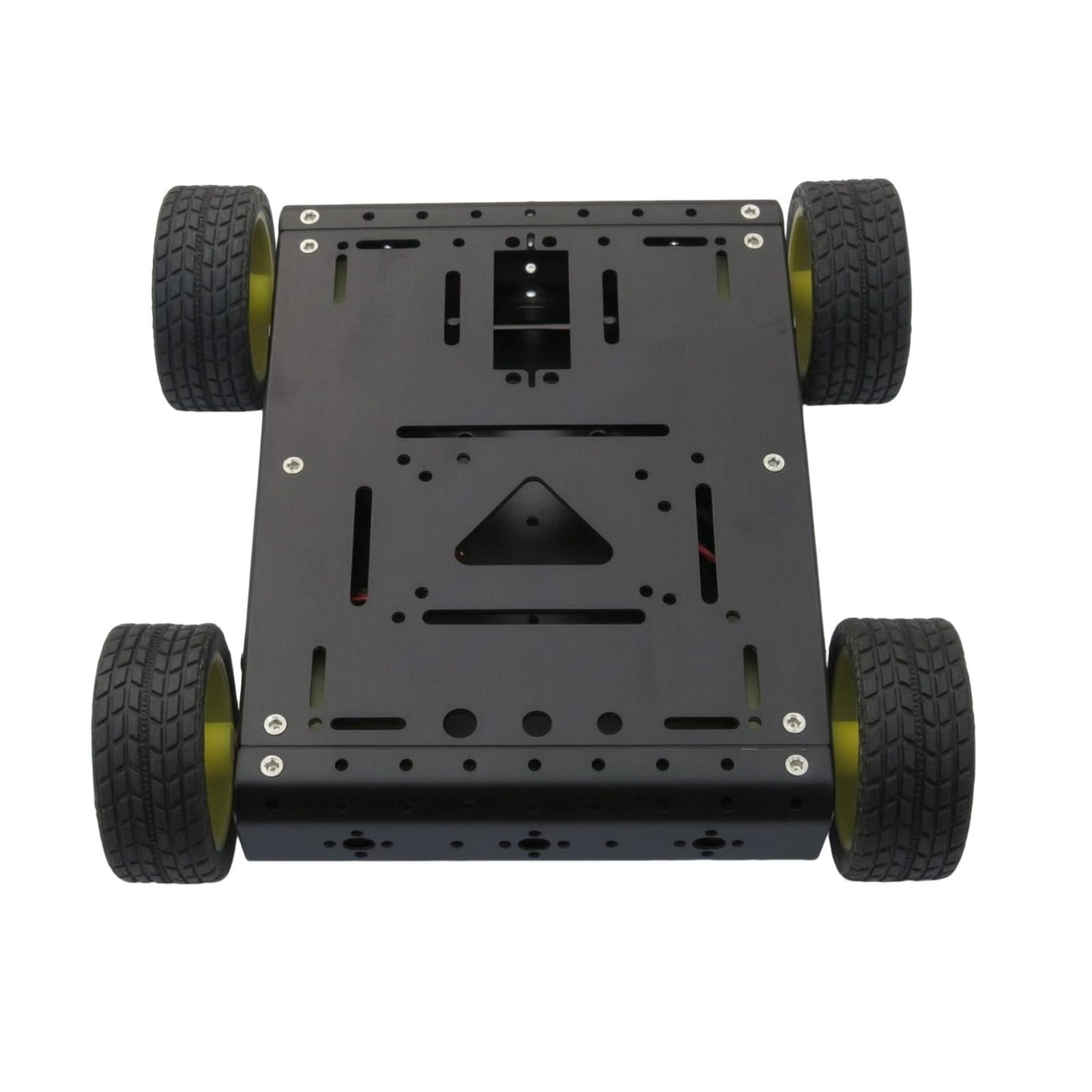Chasis Coche Robot 4WD DIY Chasis Aleación Aluminio Terreno Estructura Robot con Ruedas Goma para Aficionados, Laboratorio, Negro