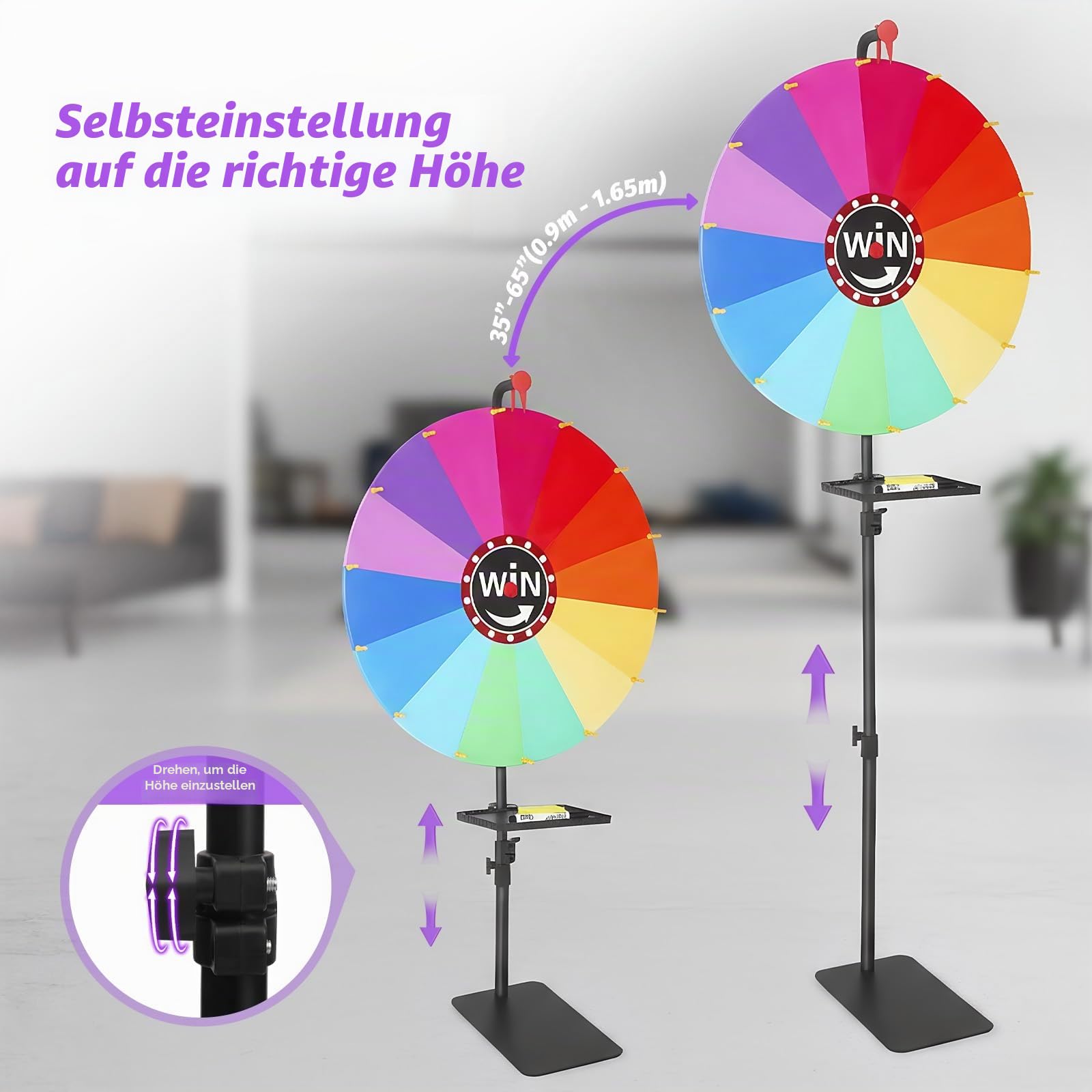 61cm Glücksrad Zum Drehen Groß,14 Farben,Mit Radiergummi&Marker