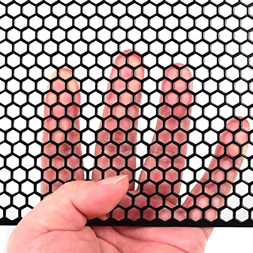 Image of AggAuto Universal 40 inchx13 inch Car Grill Mesh - Aluminum Alloy Automotive Grille Insert Bumper Honeycomb Hole 6mm Spacing 1mm, One of the Most Multifunctional Shape Grids 100x33cm Black
