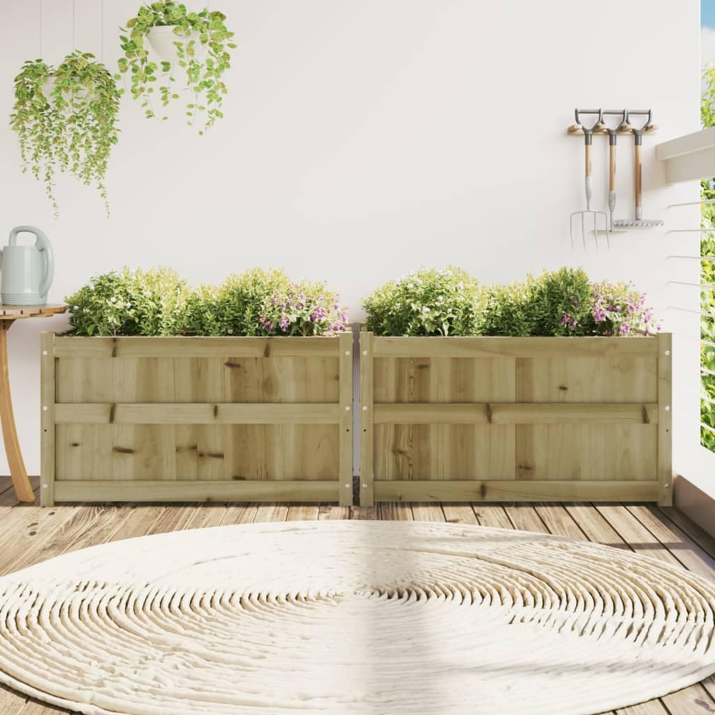 ACAGALA Jardinera de madera 90 x 50 x 50 cm, 2 unidades de macetas de impregnación natural, cuadrada, jardinera con jardinera para verduras, frutas, hierbas y flores