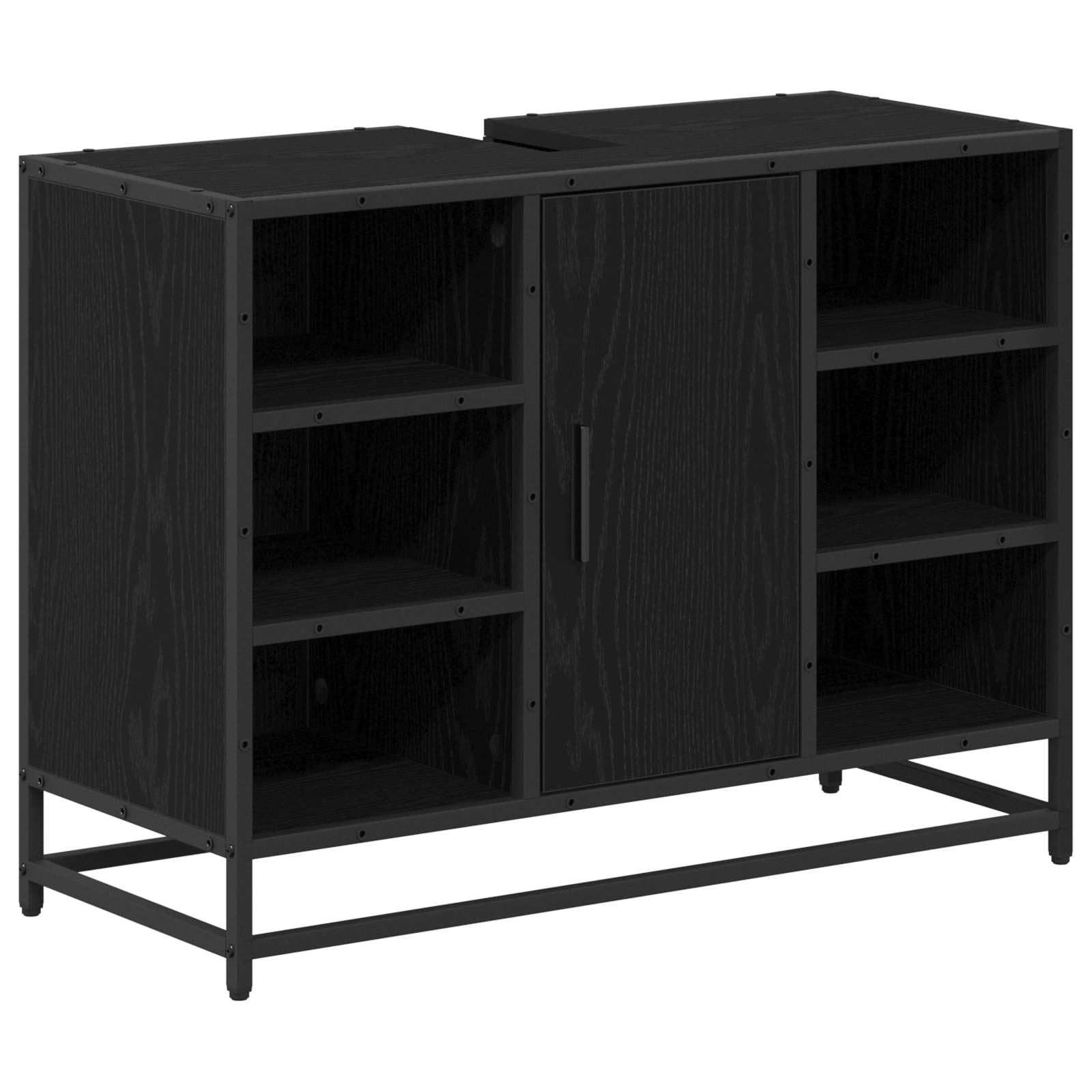 Szafka łazienkowa czarna imitacja dębu 80 x 33 x 60 cm materiał