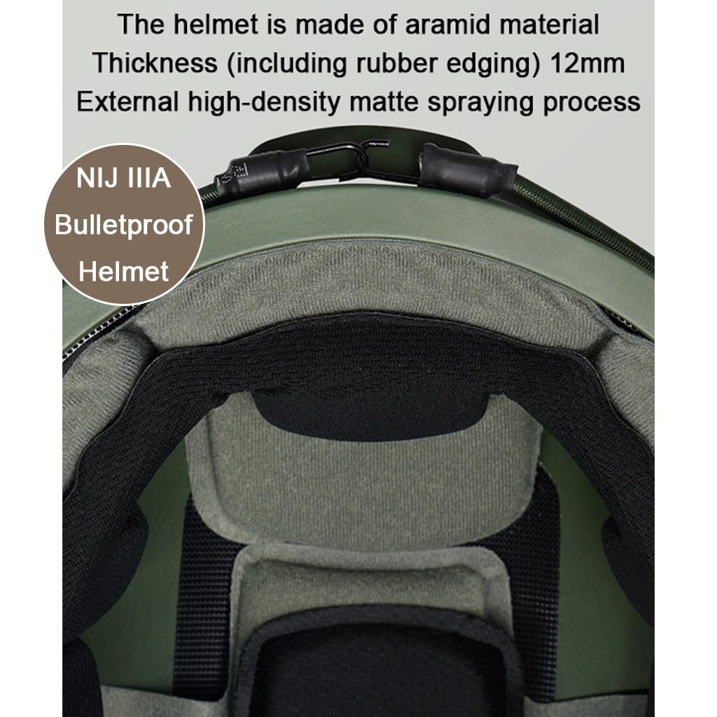 NIJ IIIA MICH2000 Aramidowy Hełm Taktyczny, 1,6 Kg Ciężki Hełm Treningowy Na Świeżym Powietrzu, Grubość 8 Mm(Gray,M)
